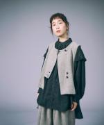 ヘリンボンウールシャギー　2wayベスト